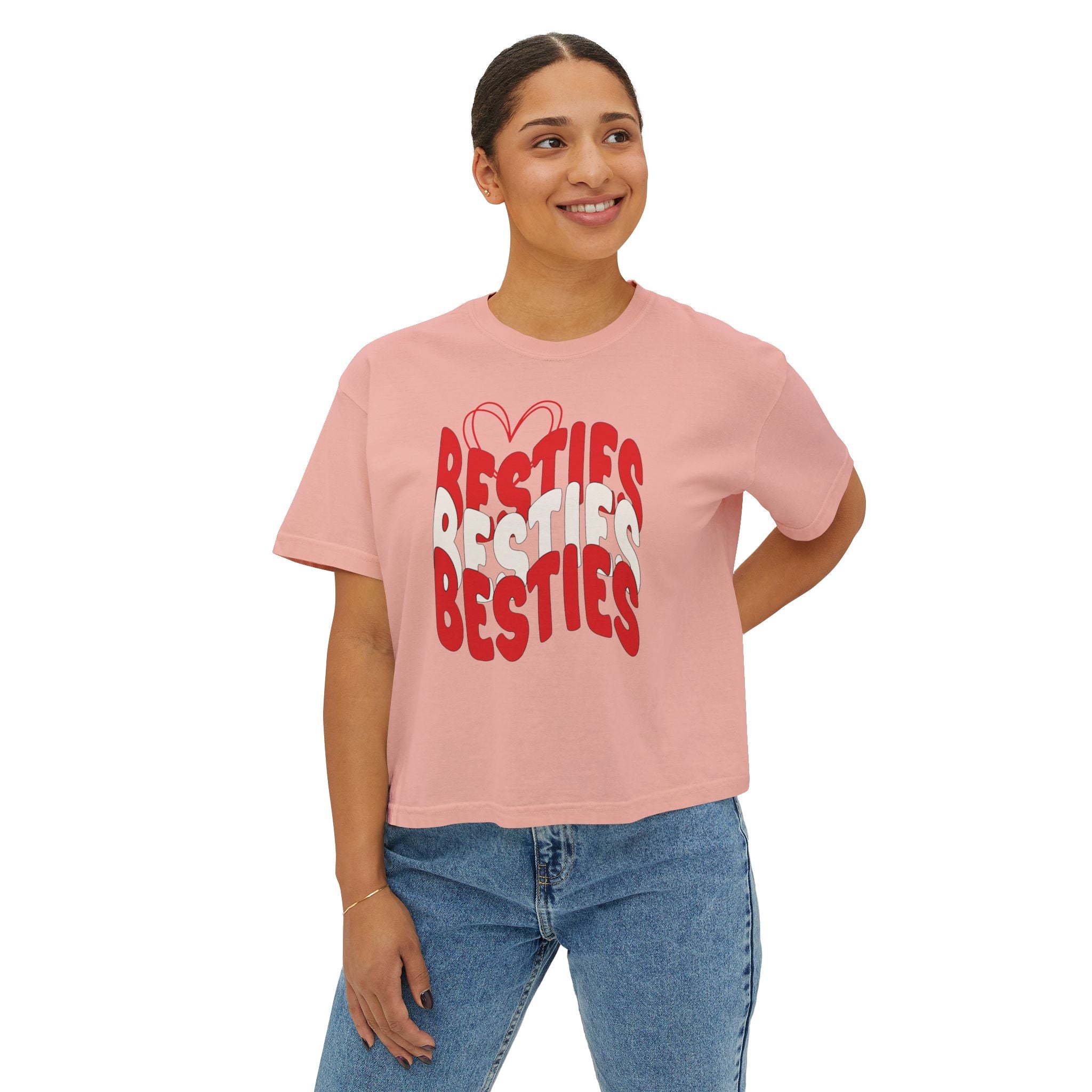 Besties Retro Boxy Tee — Red Letters