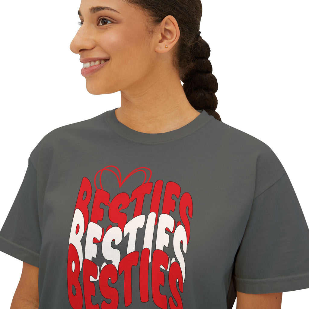 Besties Retro Boxy Tee — Red Letters