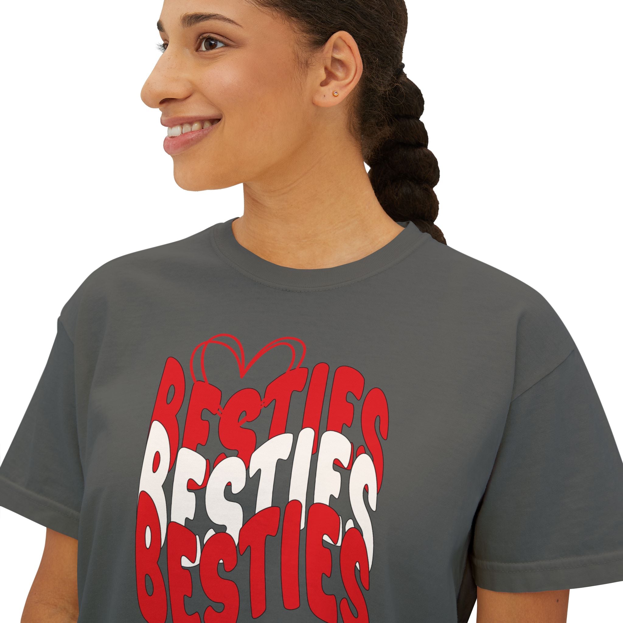 Besties Retro Boxy Tee — Red Letters