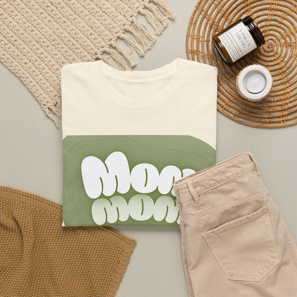 Retro Bubble Text Mom Tee - Green