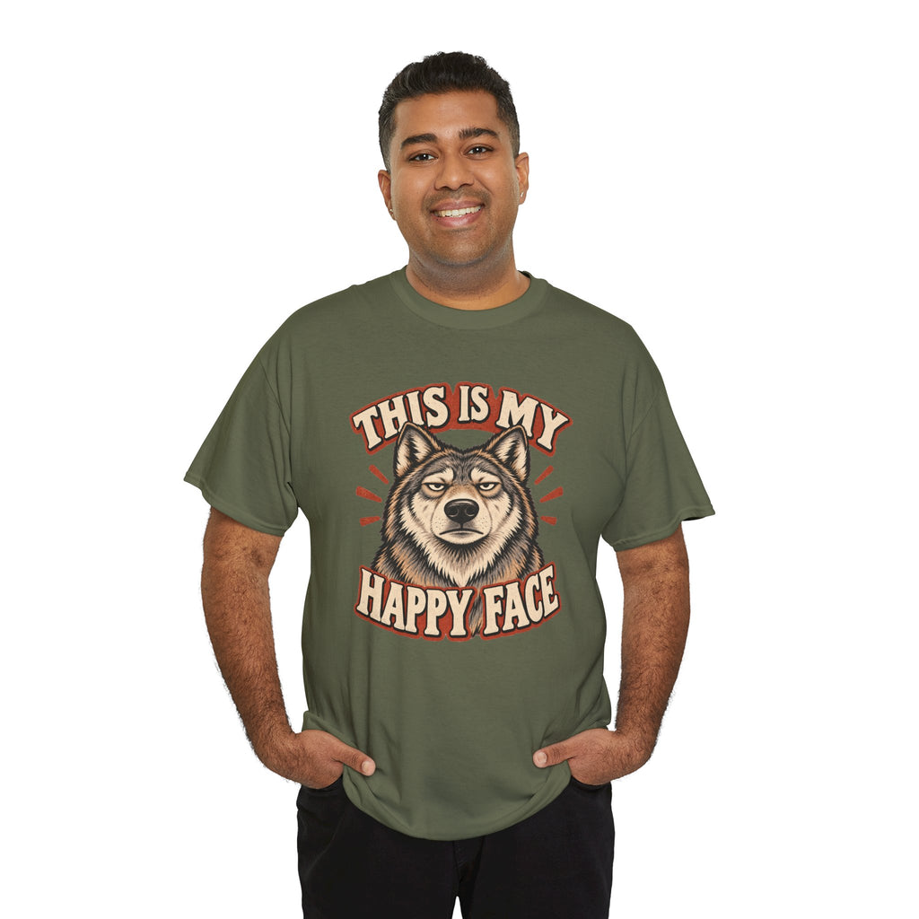 “This Is My Happy Face” Wolf Graphic Tee