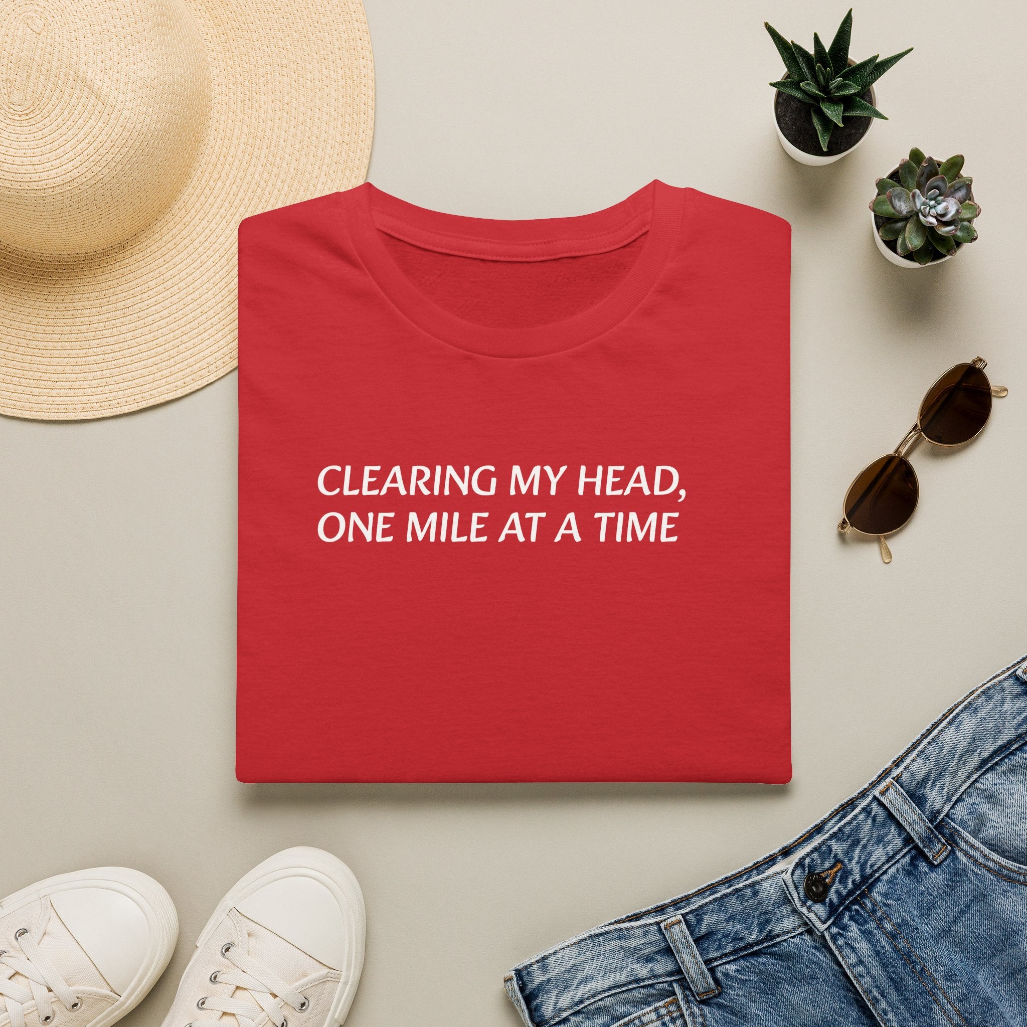 "Clearing My Head, One Mile at a Time" Minimalist Fitness Tee