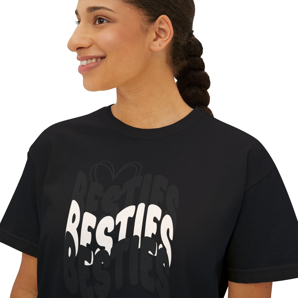 Besties Retro Boxy Tee — Black Letters