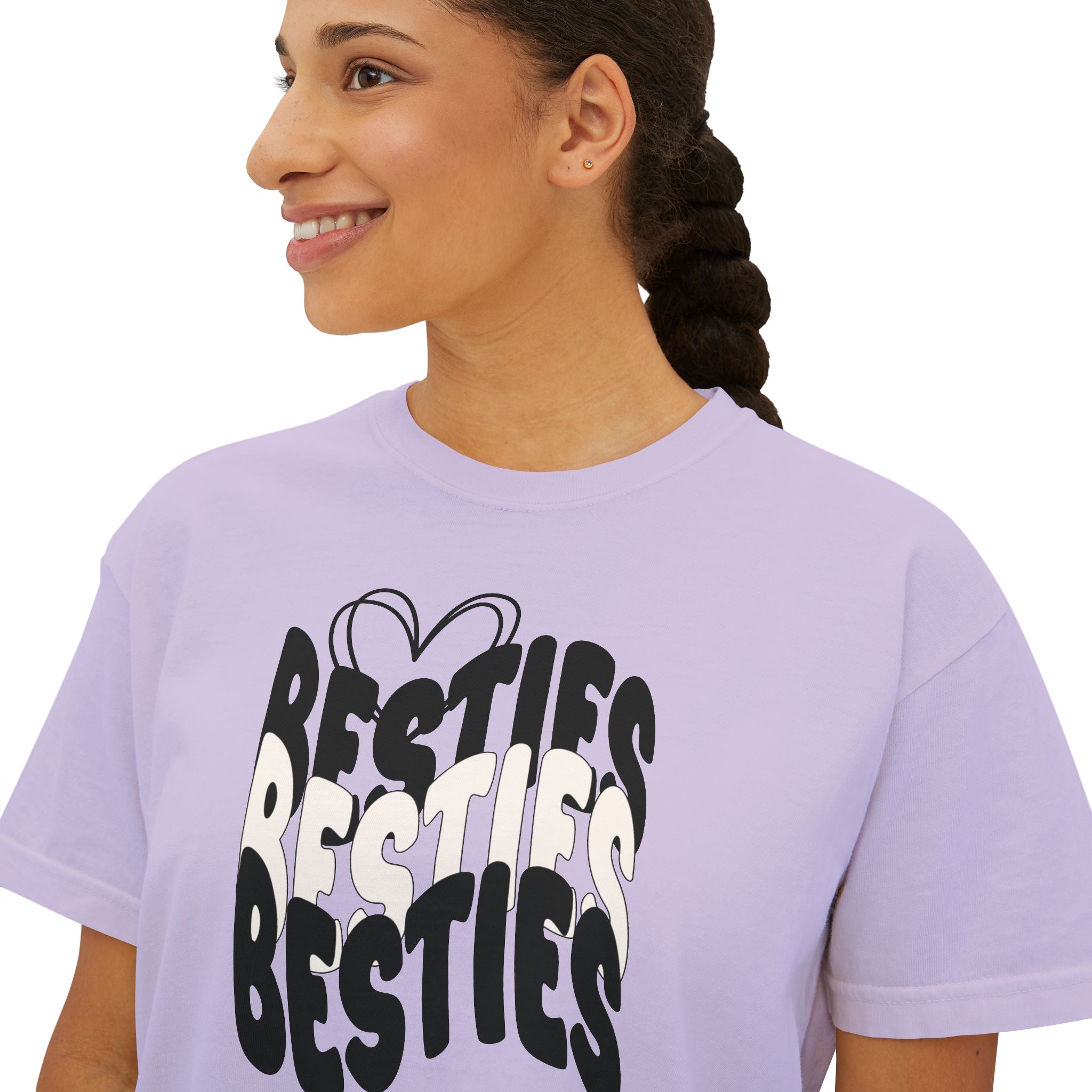 Besties Retro Boxy Tee — Black Letters