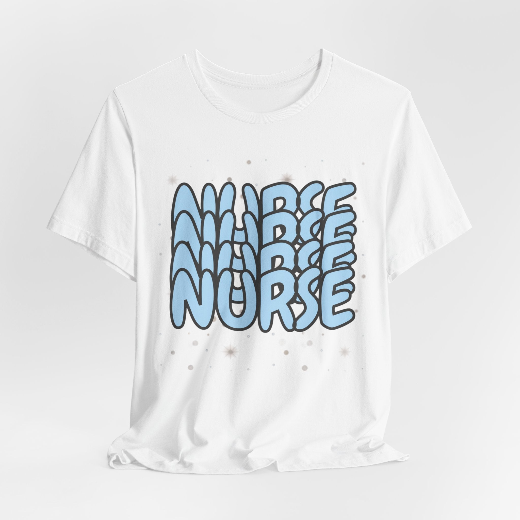 Nurse Retro Bubble Text Tee — Blue "NURSE" Graphic T‑Shirt