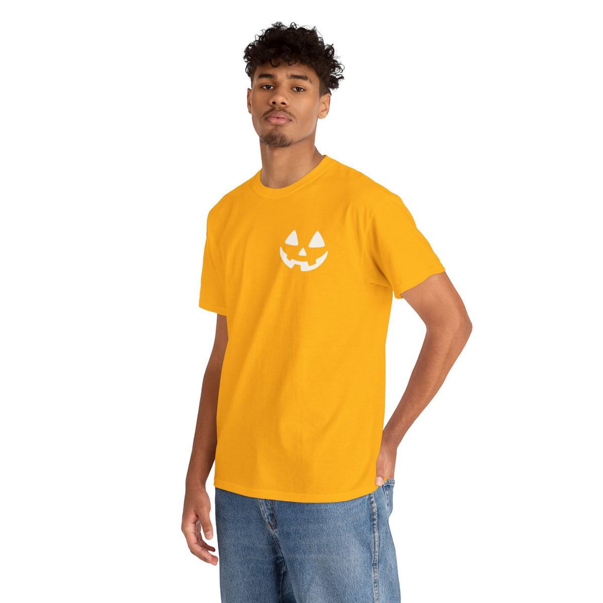 Jack-o'-Lantern Pocket Tee — Halloween Pumpkin Face T-Shirt
