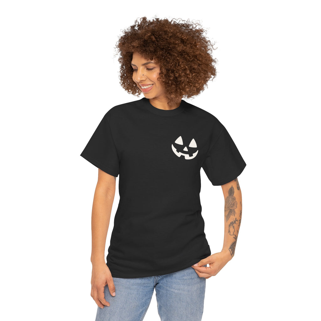 Jack-o'-Lantern Pocket Tee — Halloween Pumpkin Face T-Shirt