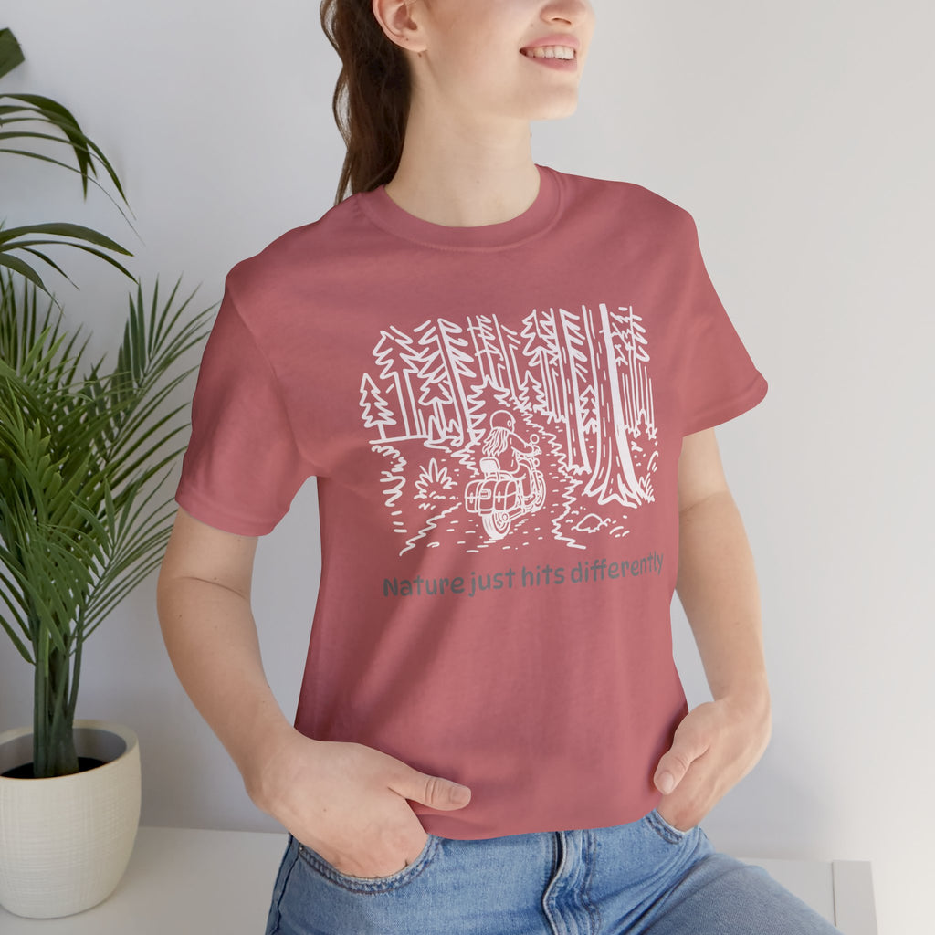 Nature Just Hits Differently - Motorcycle Female Graphic Tee