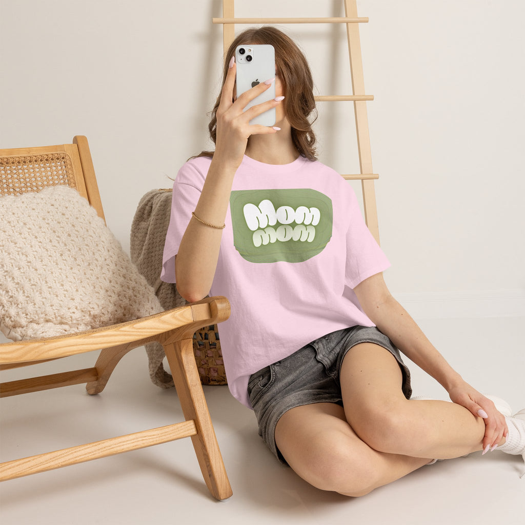 Retro Bubble Text Mom Tee - Green
