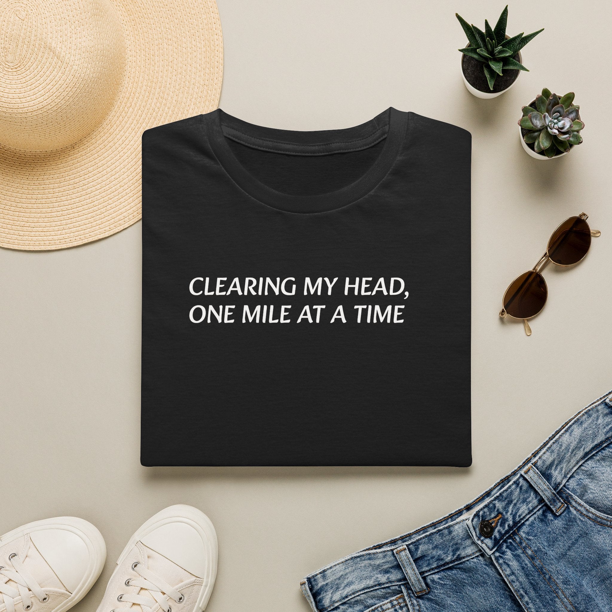 "Clearing My Head, One Mile at a Time" Minimalist Fitness Tee
