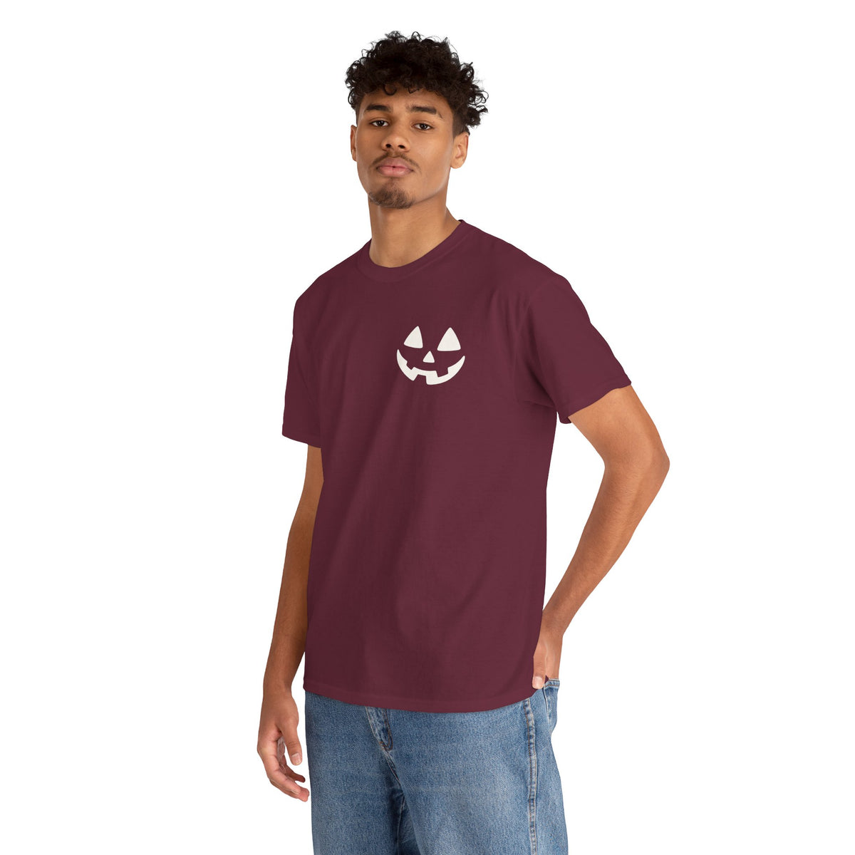 Jack-o'-Lantern Pocket Tee — Halloween Pumpkin Face T-Shirt