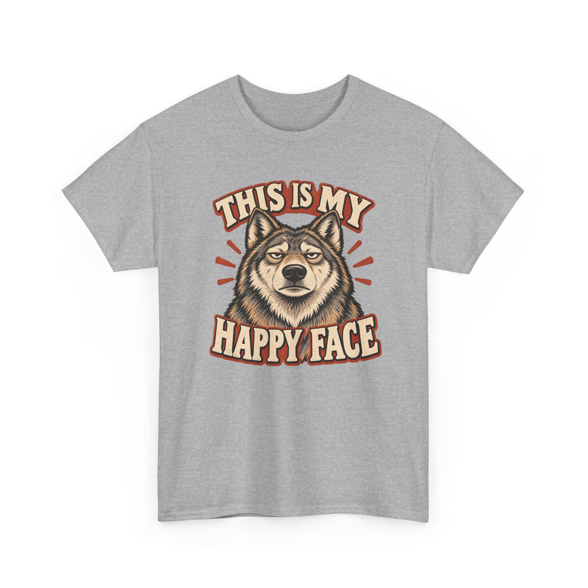 “This Is My Happy Face” Wolf Graphic Tee