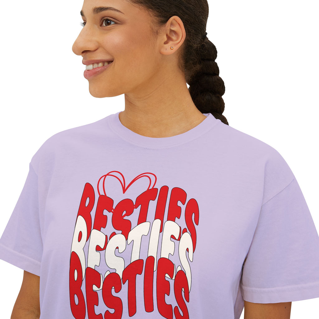 Besties Retro Boxy Tee — Red Letters