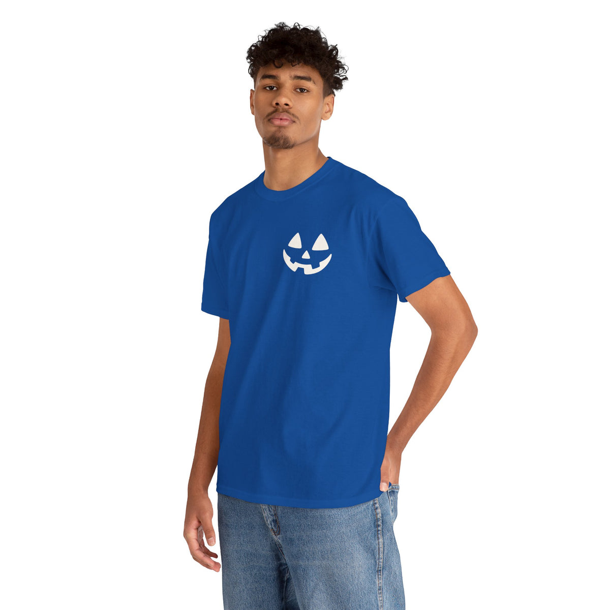 Jack-o'-Lantern Pocket Tee — Halloween Pumpkin Face T-Shirt