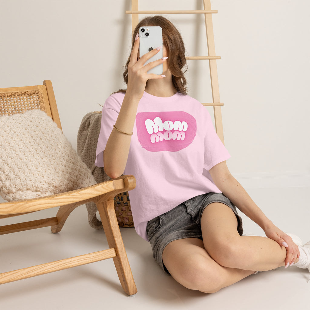 Retro Bubble Text Mom Tee - Pink
