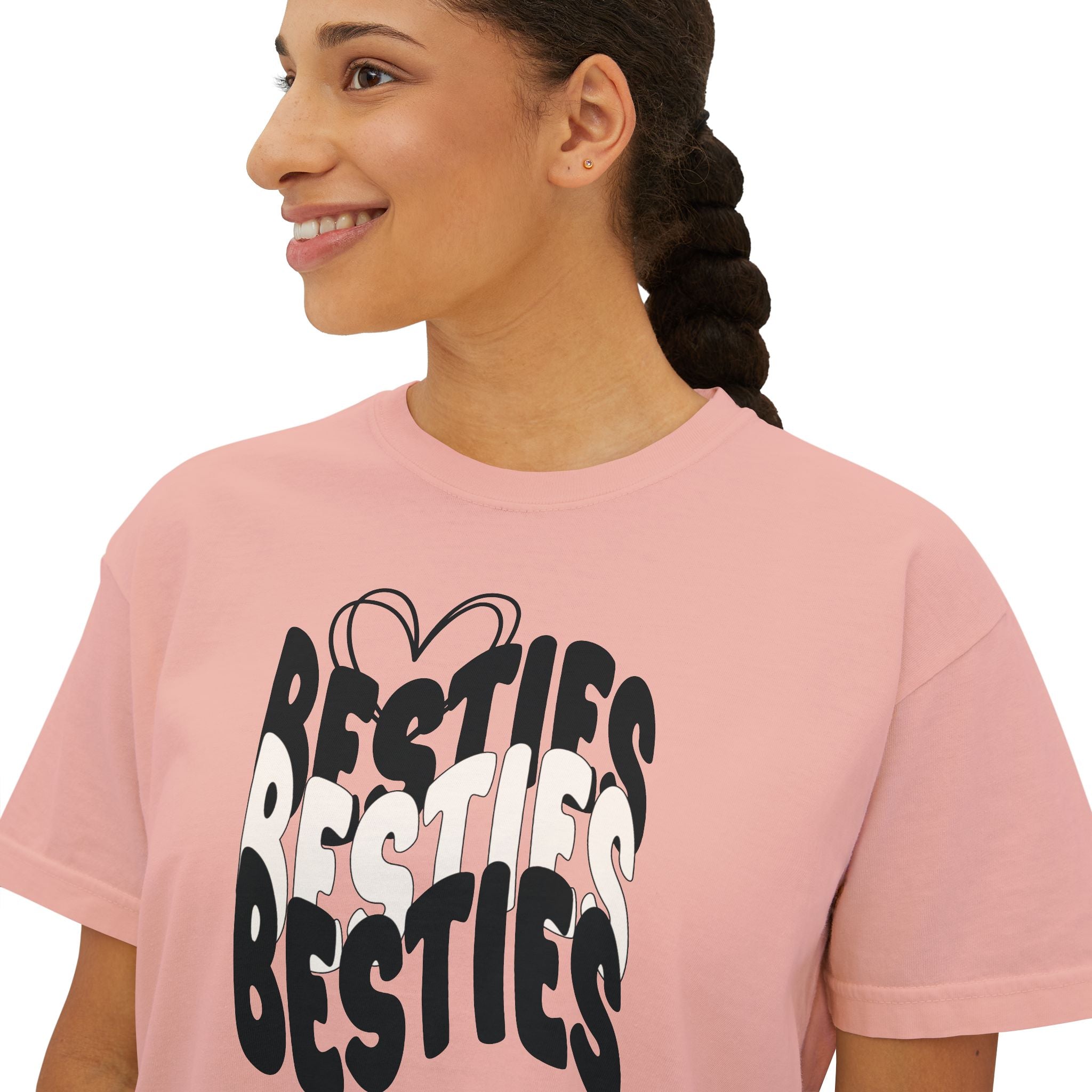 Besties Retro Boxy Tee — Black Letters