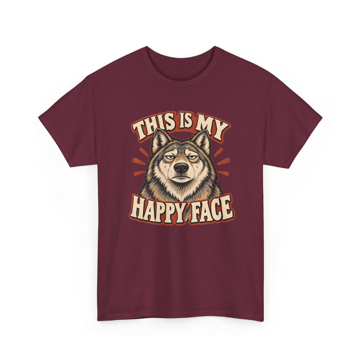 “This Is My Happy Face” Wolf Graphic Tee