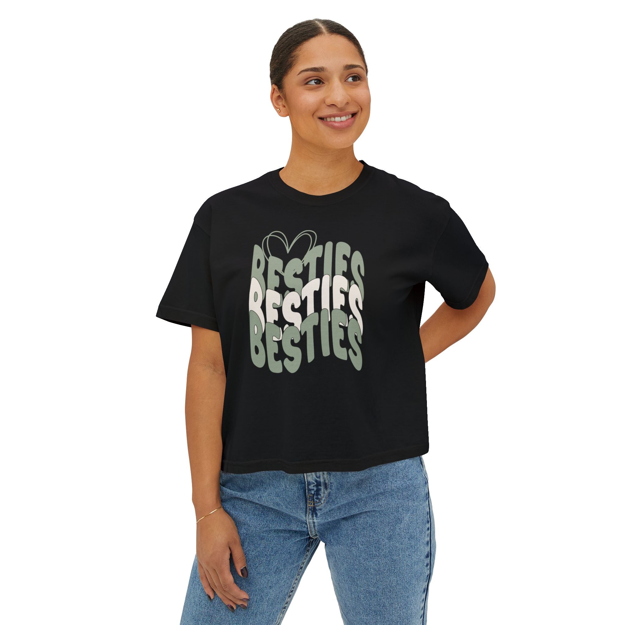 Besties Retro Boxy Tee — Sage Letters