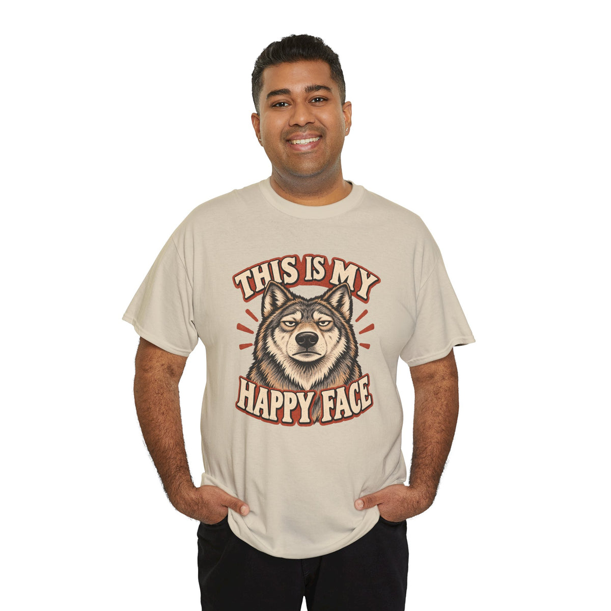 “This Is My Happy Face” Wolf Graphic Tee