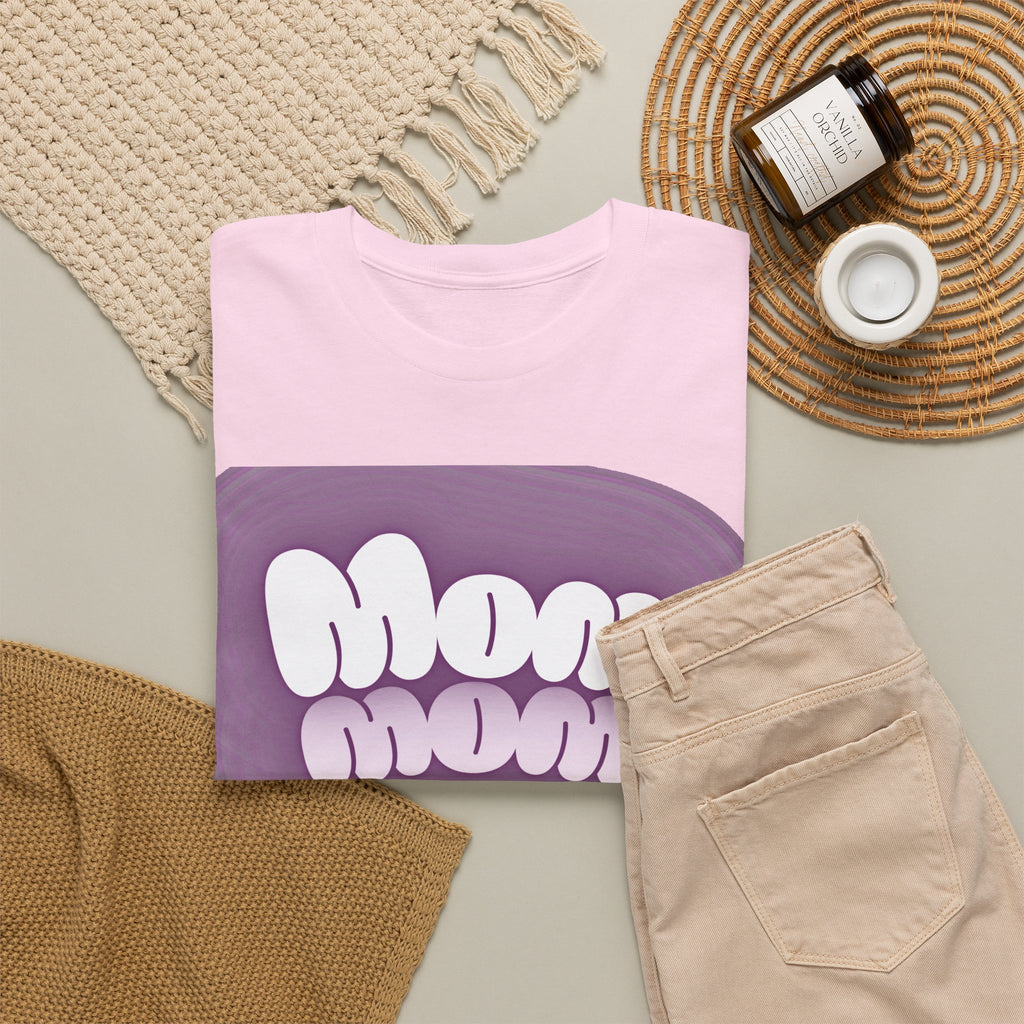 Retro Bubble Text Mom Tee - Lavender