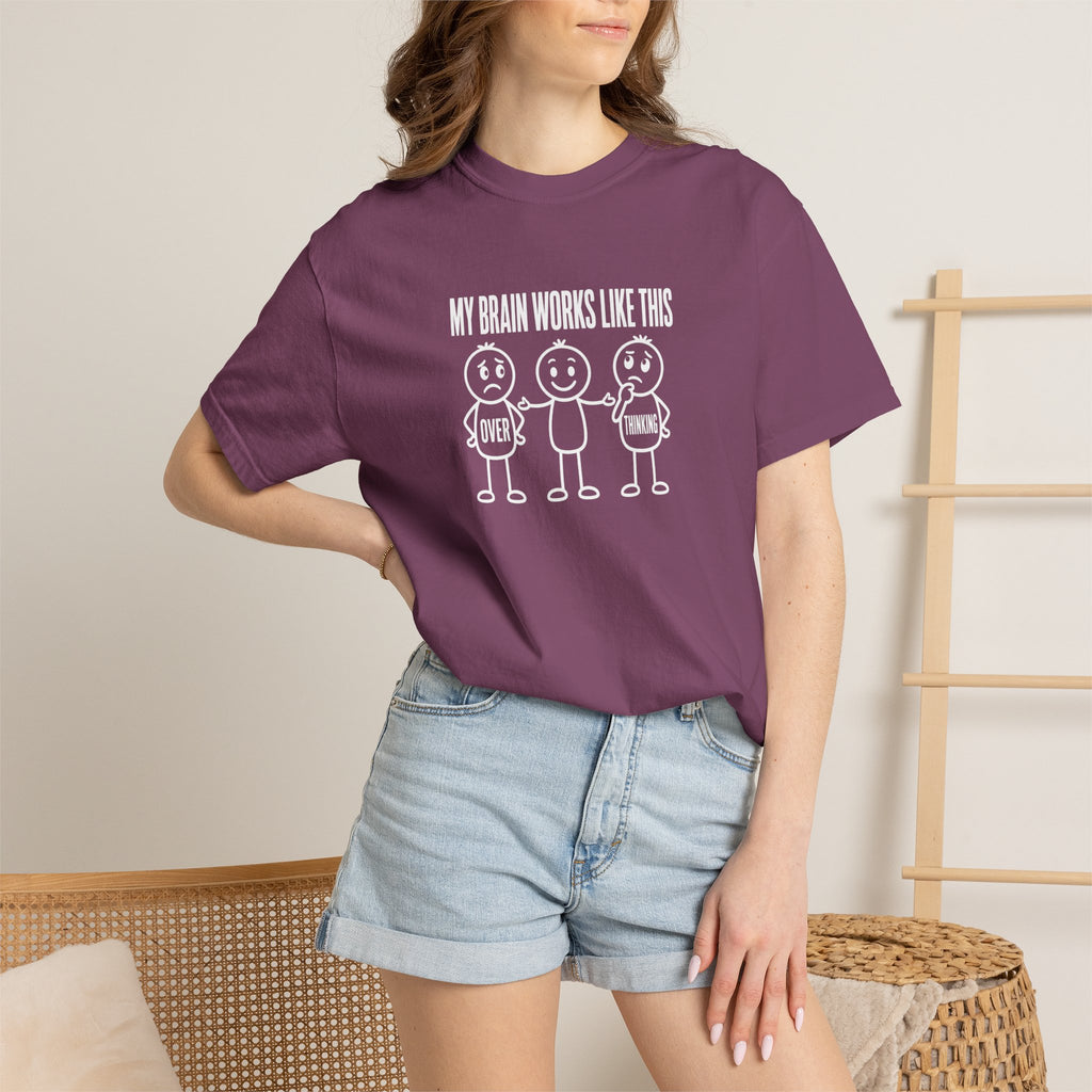 T-Shirt — "My Brain Works Like This" Funny Stick Figure Mental Health Tee