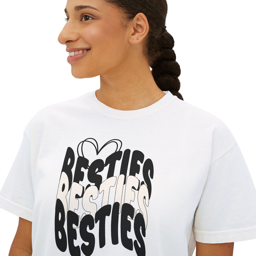 Besties Retro Boxy Tee — Black Letters