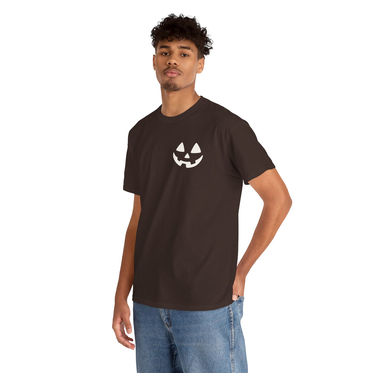 Jack-o'-Lantern Pocket Tee — Halloween Pumpkin Face T-Shirt