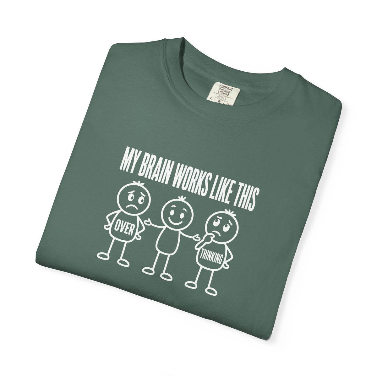 "My Brain Works Like This" Funny Stick Figure Mental Health Tee