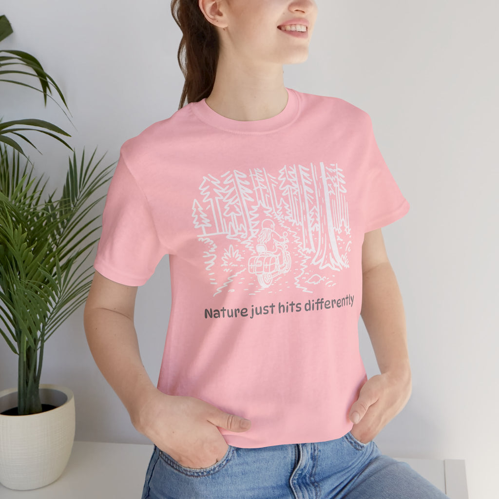 Nature Just Hits Differently - Motorcycle Female Graphic Tee