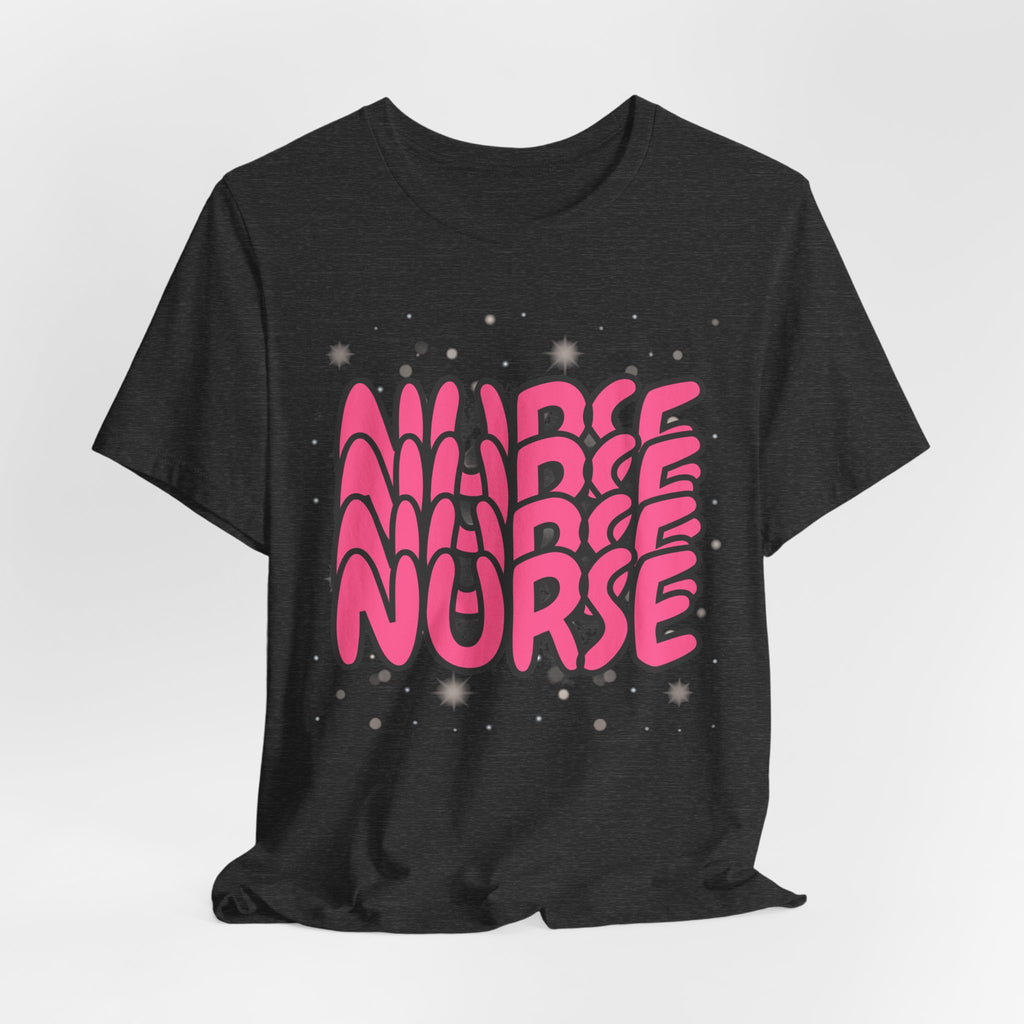 Nurse Retro Bubble Text Tee — Pink "NURSE" Graphic T‑Shirt