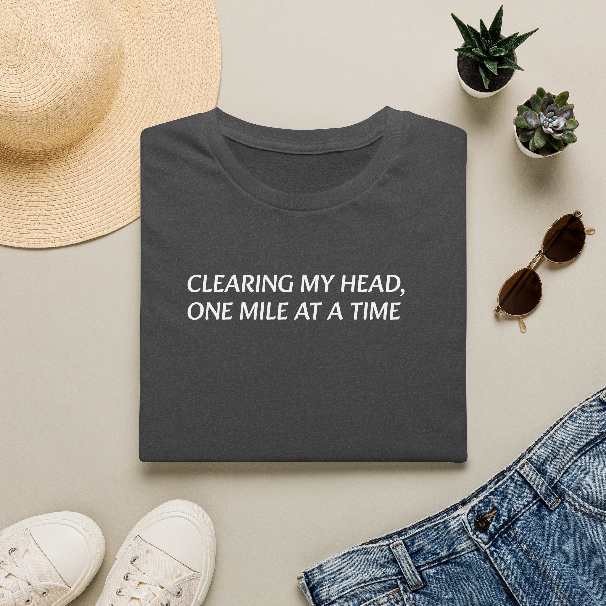 "Clearing My Head, One Mile at a Time" Minimalist Fitness Tee
