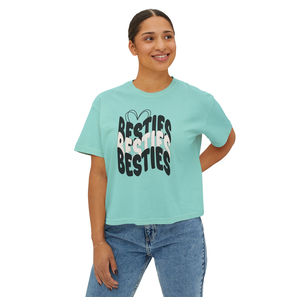 Besties Retro Boxy Tee — Black Letters