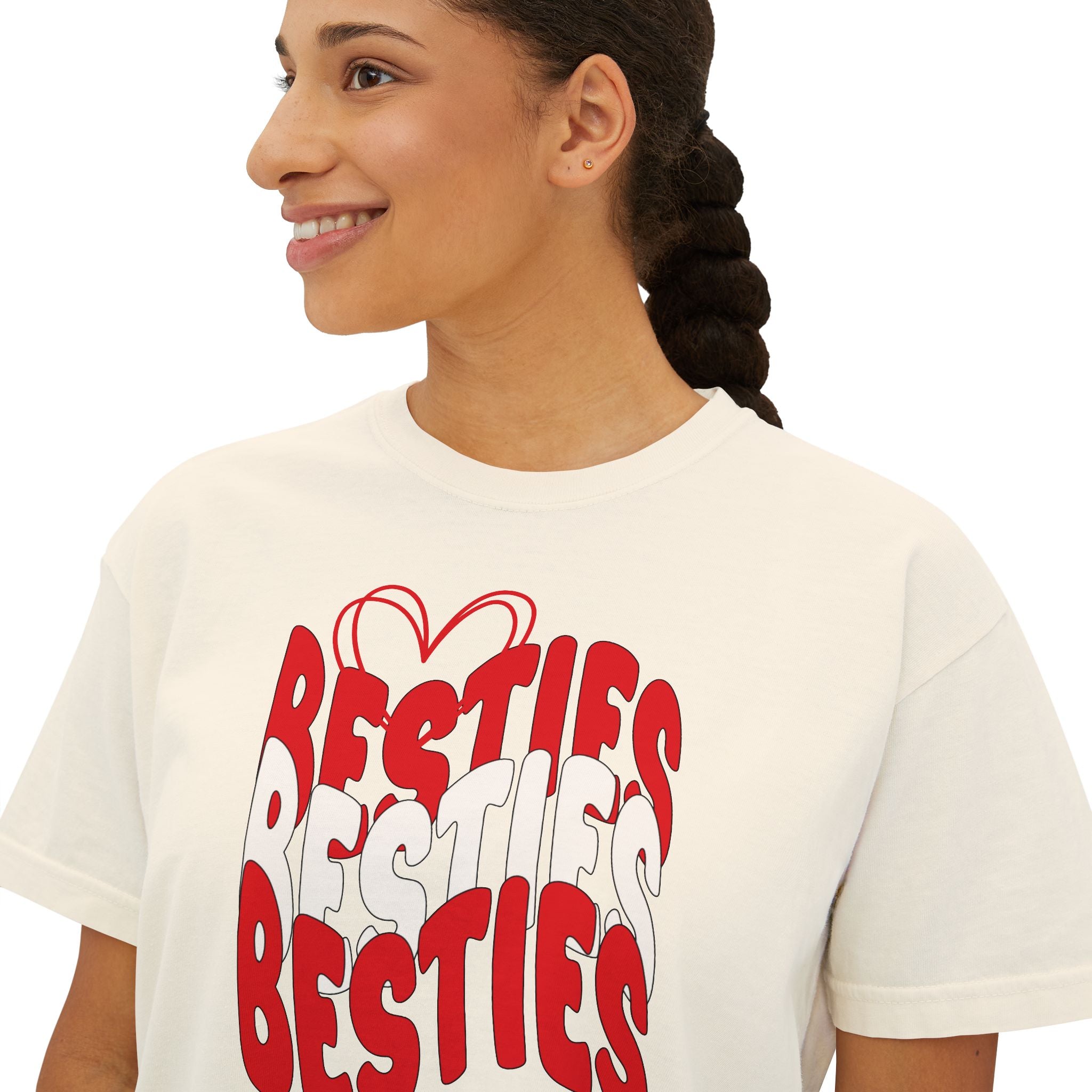 Besties Retro Boxy Tee — Red Letters