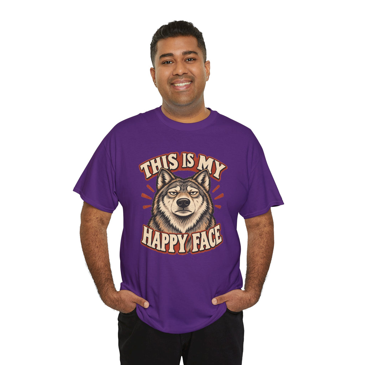 “This Is My Happy Face” Wolf Graphic Tee