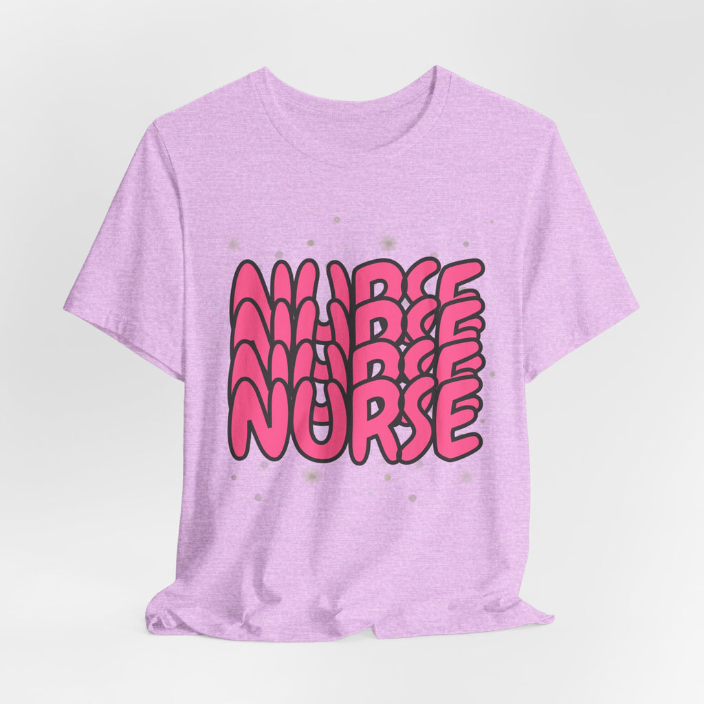 Nurse Retro Bubble Text Tee — Pink "NURSE" Graphic T‑Shirt