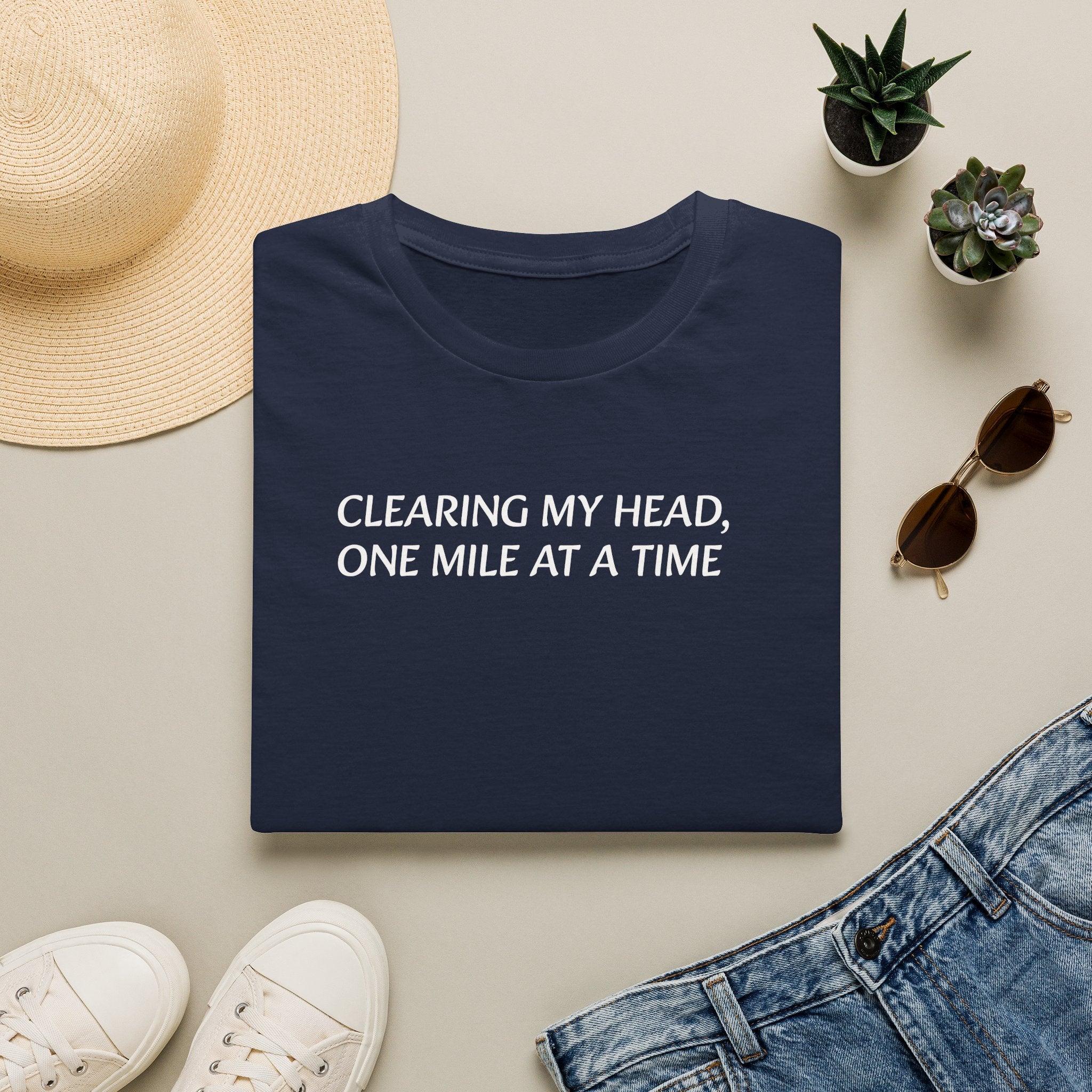 "Clearing My Head, One Mile at a Time" Minimalist Fitness Tee