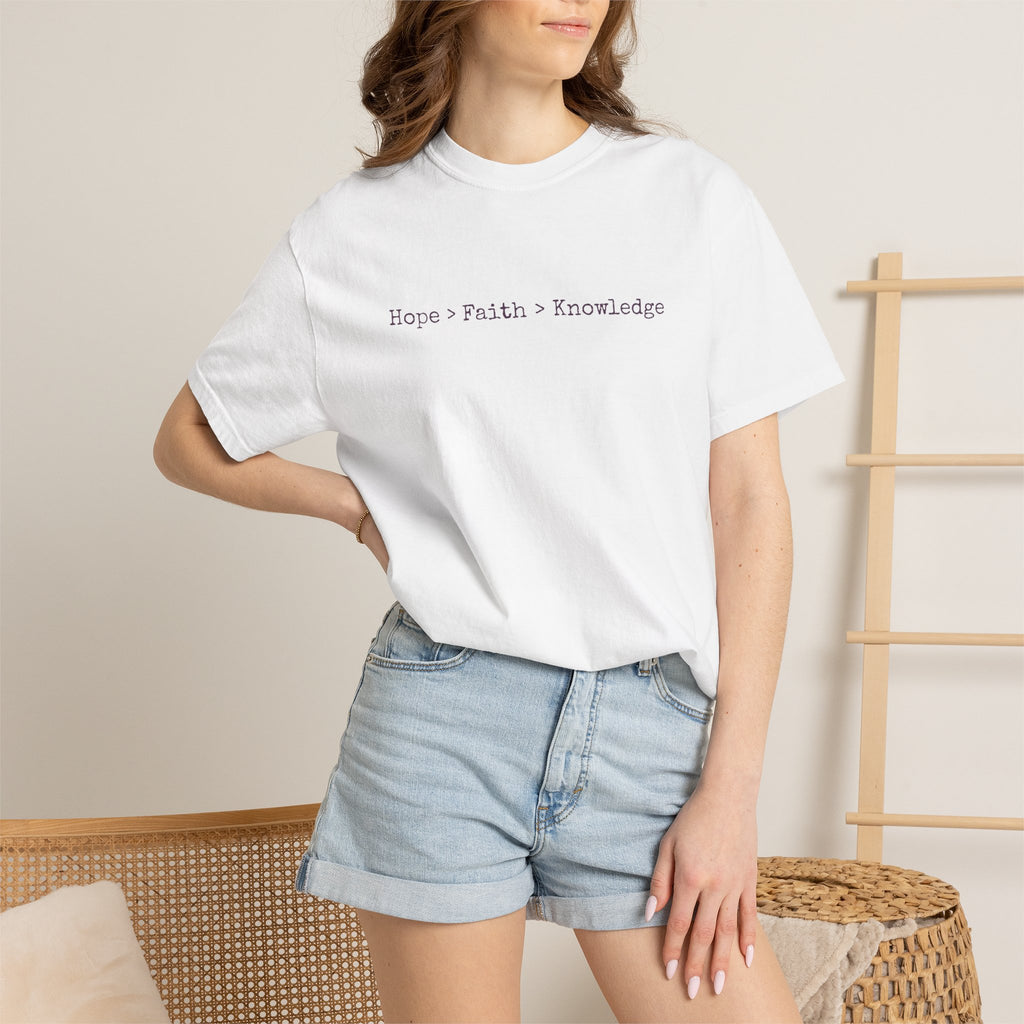 Hope • Faith • Knowledge Minimalist White T-Shirt