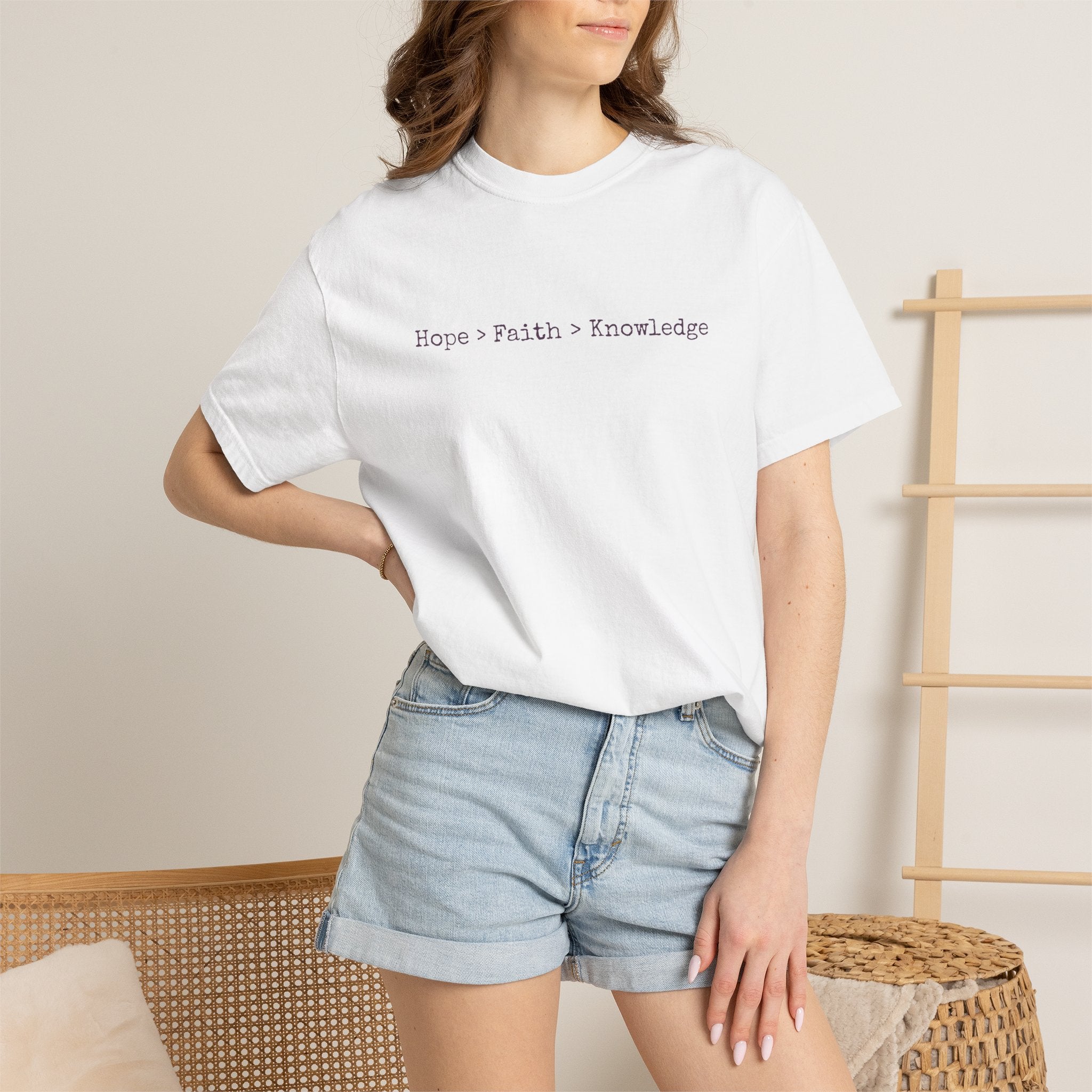 Hope • Faith • Knowledge Minimalist White T-Shirt