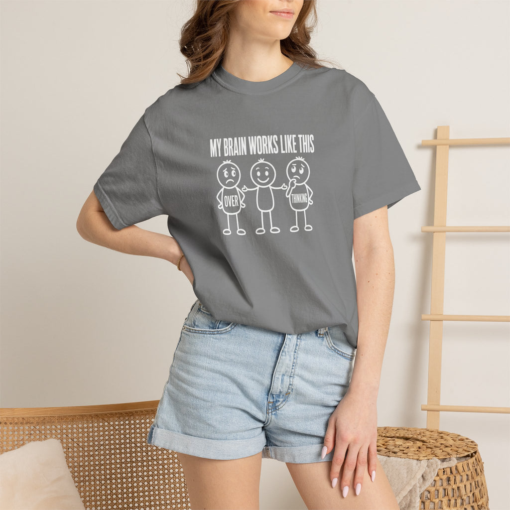 T-Shirt — "My Brain Works Like This" Funny Stick Figure Mental Health Tee