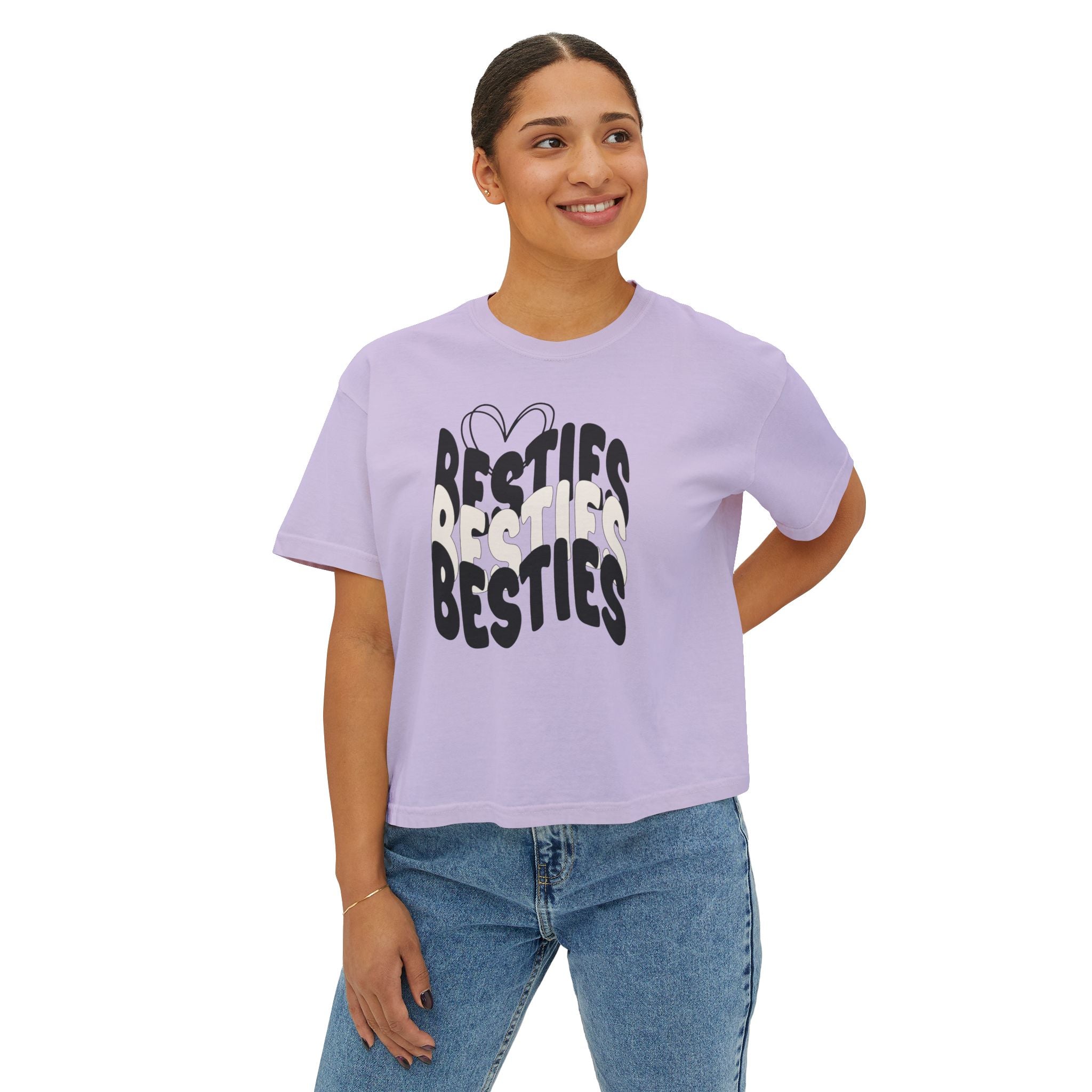 Besties Retro Boxy Tee — Black Letters