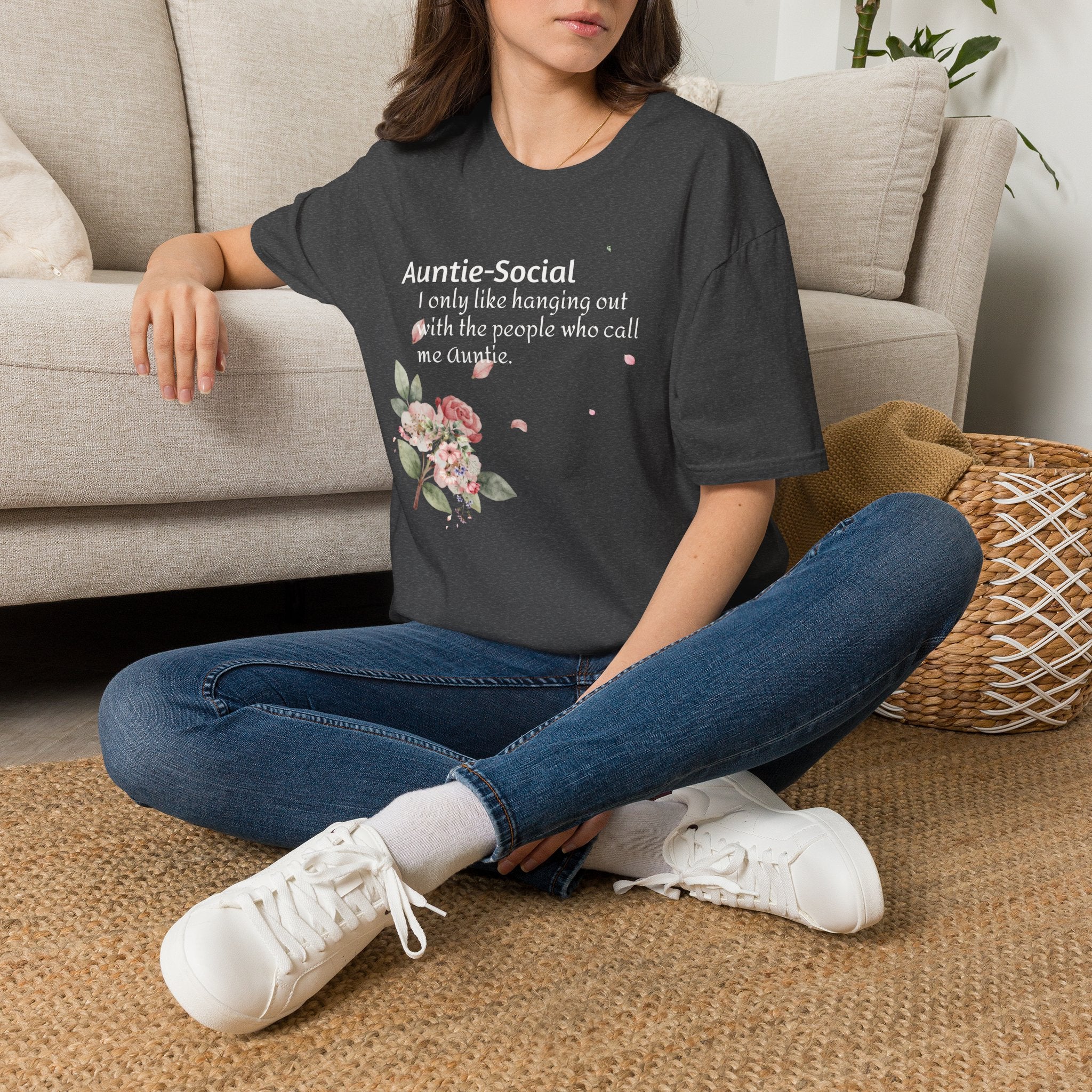 Auntie-Social Floral Tee