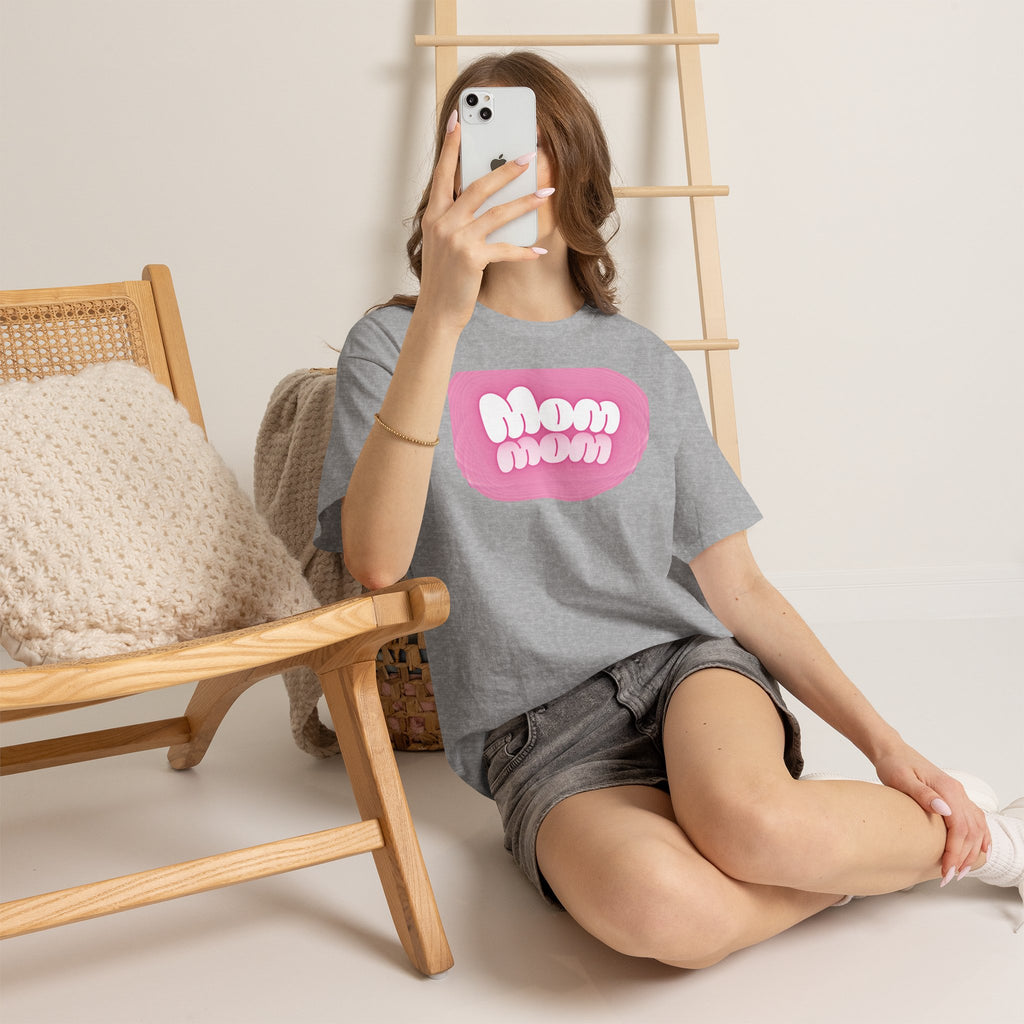 Retro Bubble Text Mom Tee - Pink